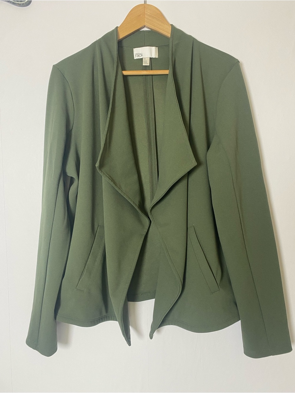 Nordstrom Rack Women's Open Drape Cardigan 1X Green Minimalist Office Career